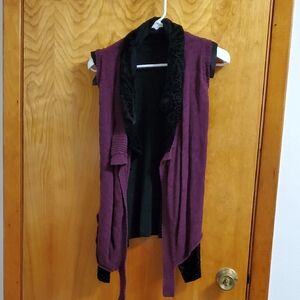 Purple and Black Women's Sweater Vest by BKE Boutique